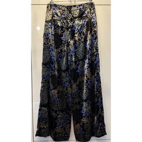 NWT Size 6P - Anthropologie Wide Leg Floral Velvet Pants (NWT US$168) - Picture 5 of 7